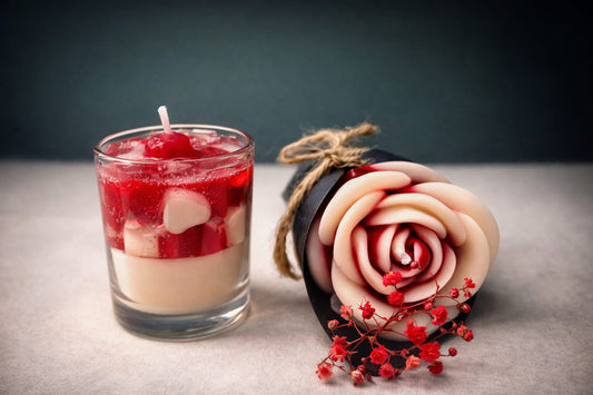Red Heart Bliss Layered Glass Candle – Premium Decorative Scented Candle